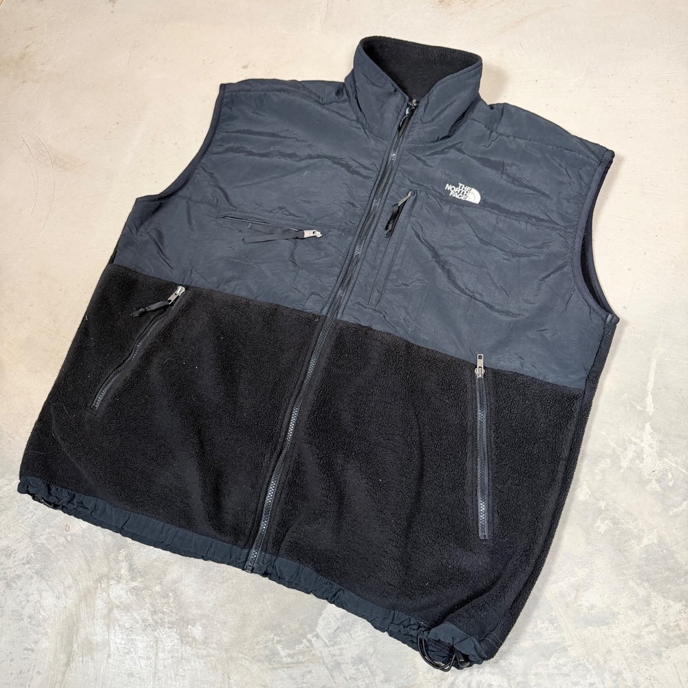 The North Face Denali Fleece Vest Mens XXL Black Made in USA Vintage 90s Zip Up